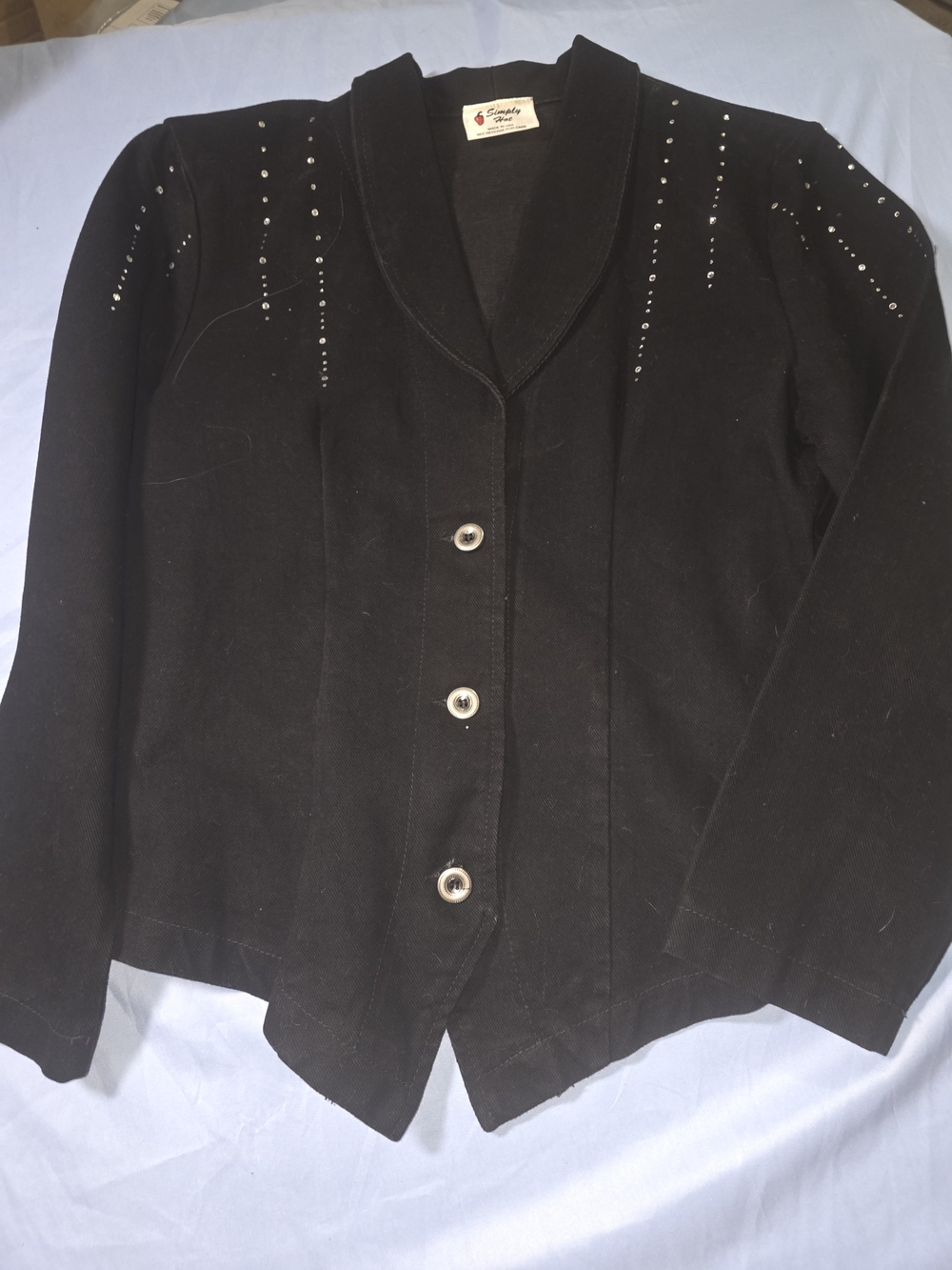 Black Stud-Accent Women's Button Front Blazer Jacket